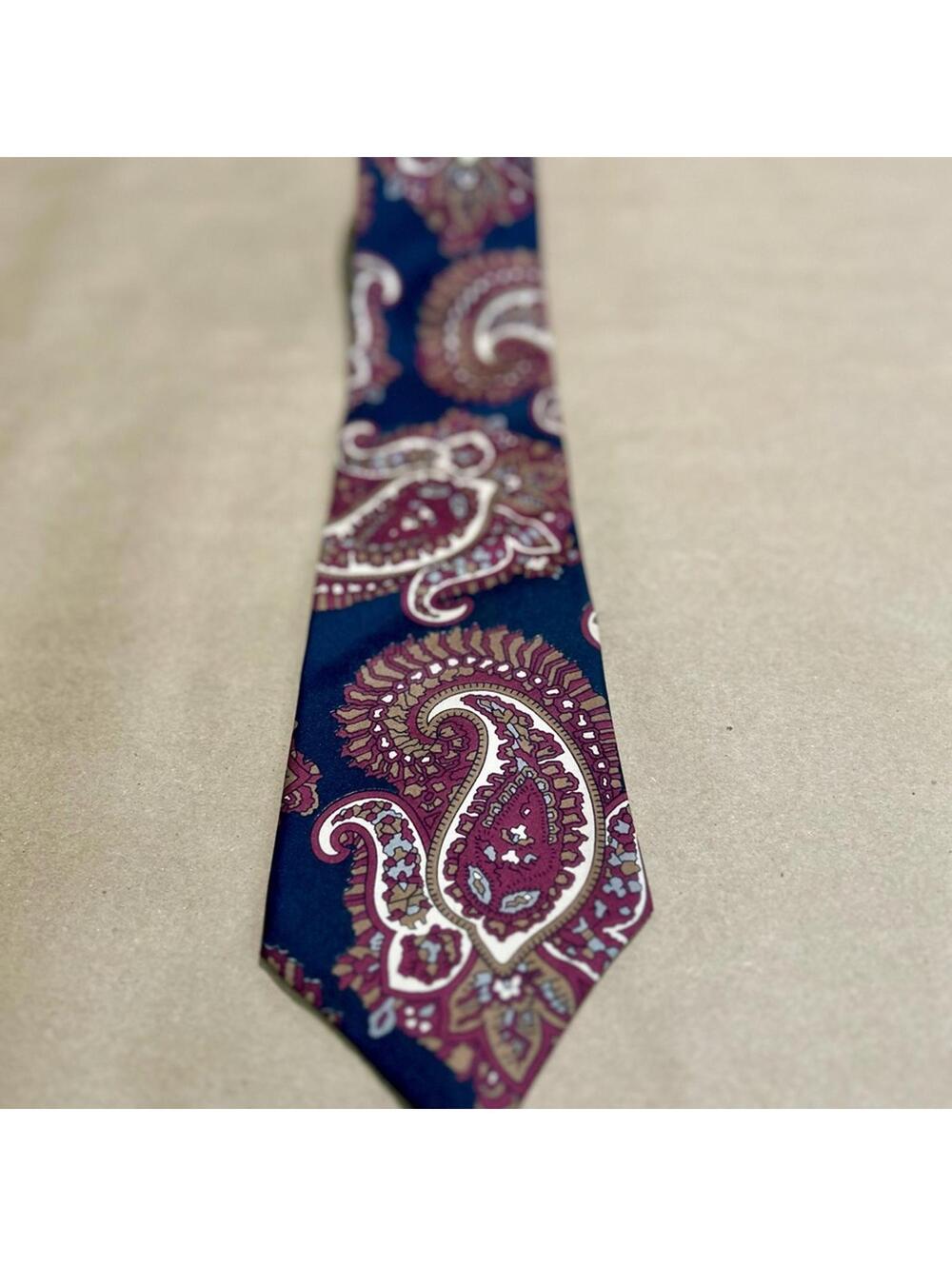 Evan Picone 100% Silk Paisley Tie 🖤 Classic Black Burgundy Gold